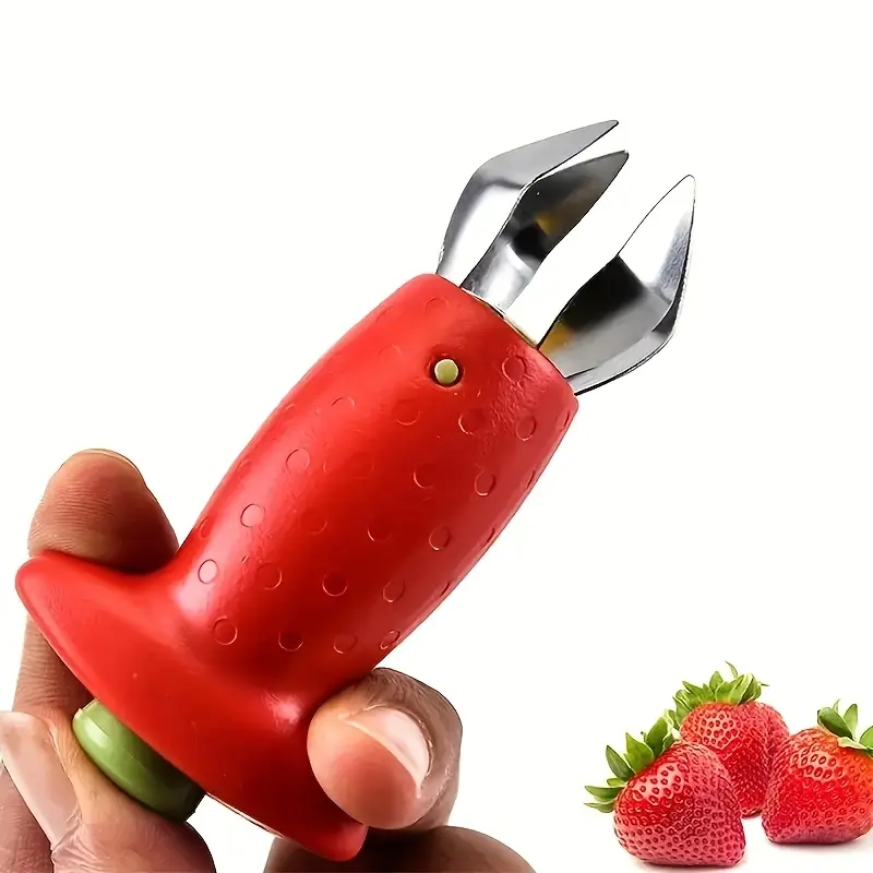 1Pcs Strawberry Slicer & Stem Remover Set, PP Strawberry Peeling Tool with Stainless Steel Blade, Manual Kitchen Must-Have Fruit Prep Gadget