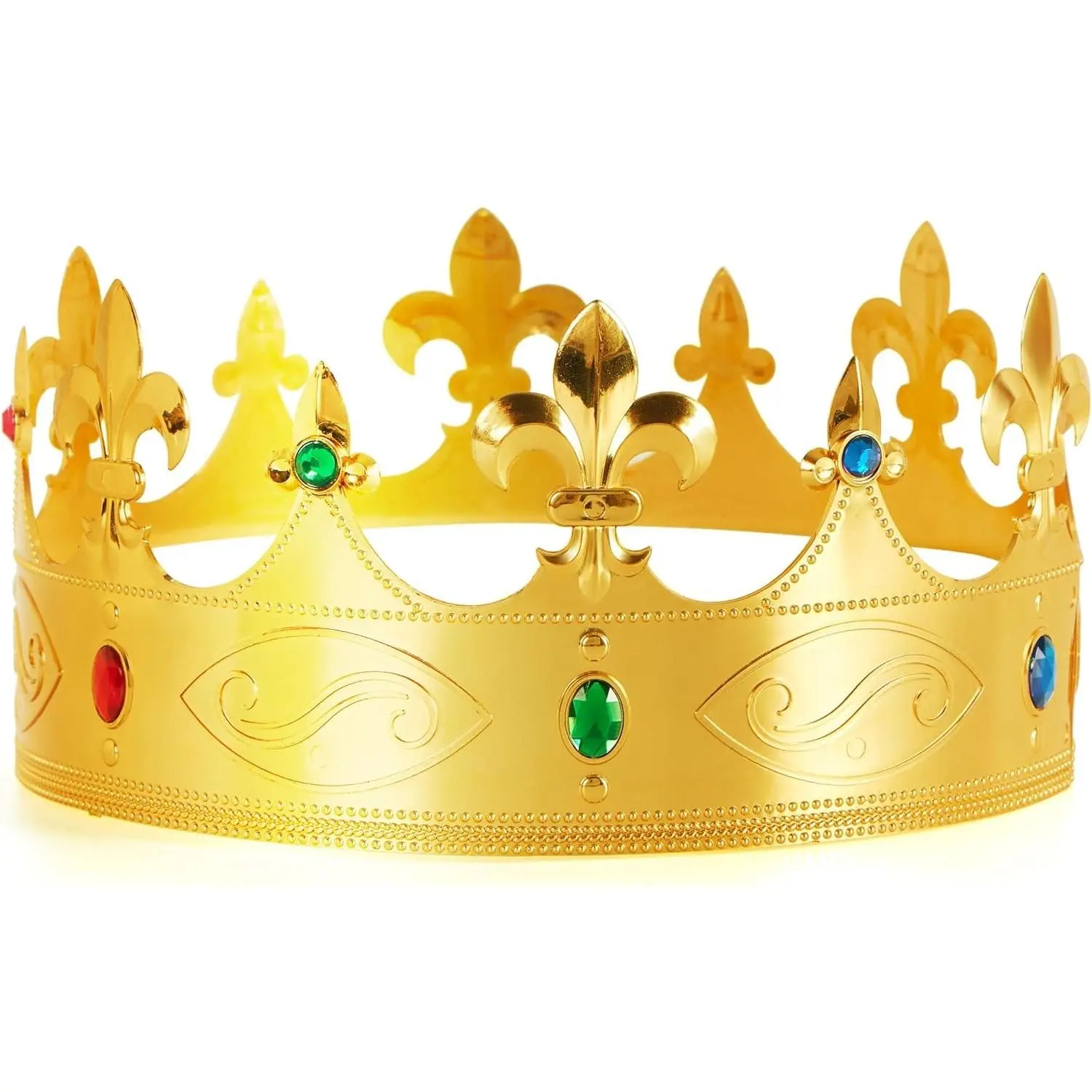 Gold Royal King Crown Plastic Hat for Men Women - Halloween Dress Up Prince Costume Party Cosplay Props, Party Accessories Decorations(Gift)