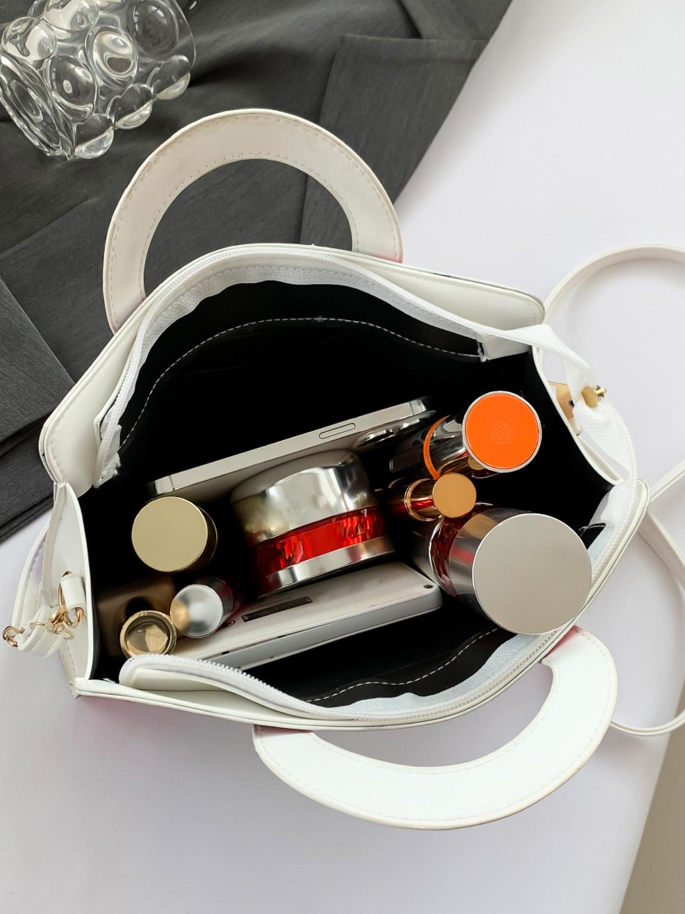 Valentine's Day Ladies' Handbags, Fashionable Retro Color-Blocked Design, Ideal for Commuting, Shopping, Dating & Parties, Colorblock Patchwork Handbag, Geometric Pattern Bag