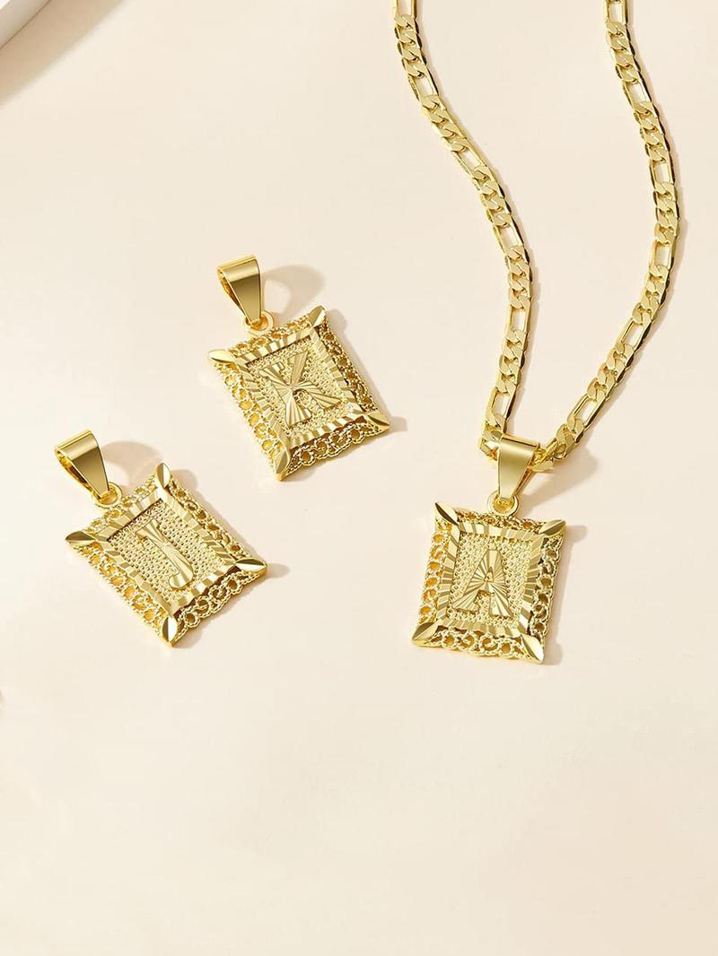 Letter A-Z Pendant Necklace for Women & Men, Punk Style Jewelry for Party, Daily Clothing Decor, Trendy All-match & Exquisite Jewelry for Birthday Gift