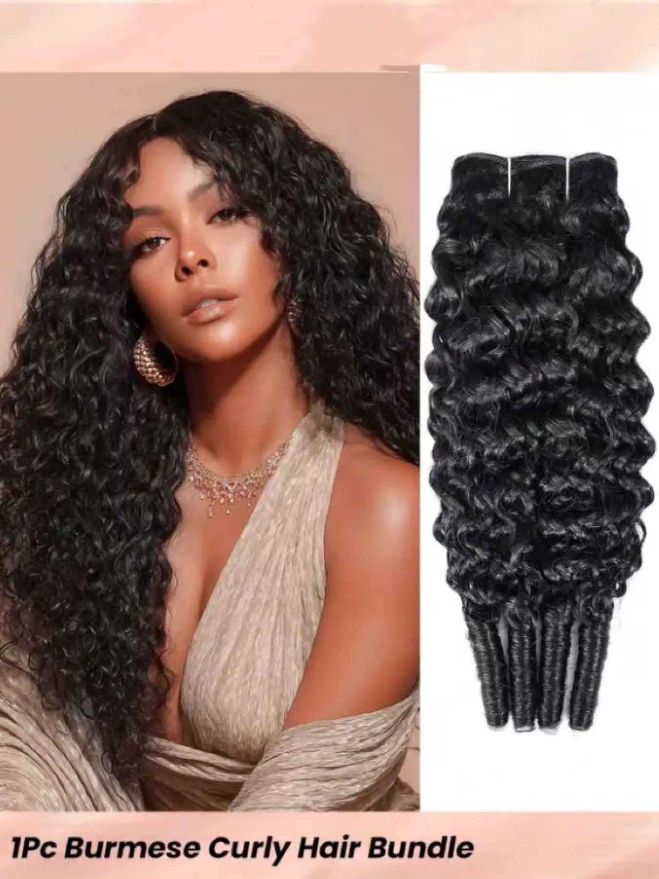 Burmese Curly Bundles Human Hair 1 Bundle Unprocessed Quick Weave  Water Wave With Spiral Curly End Real Human Hair Extensions Natural Black Color