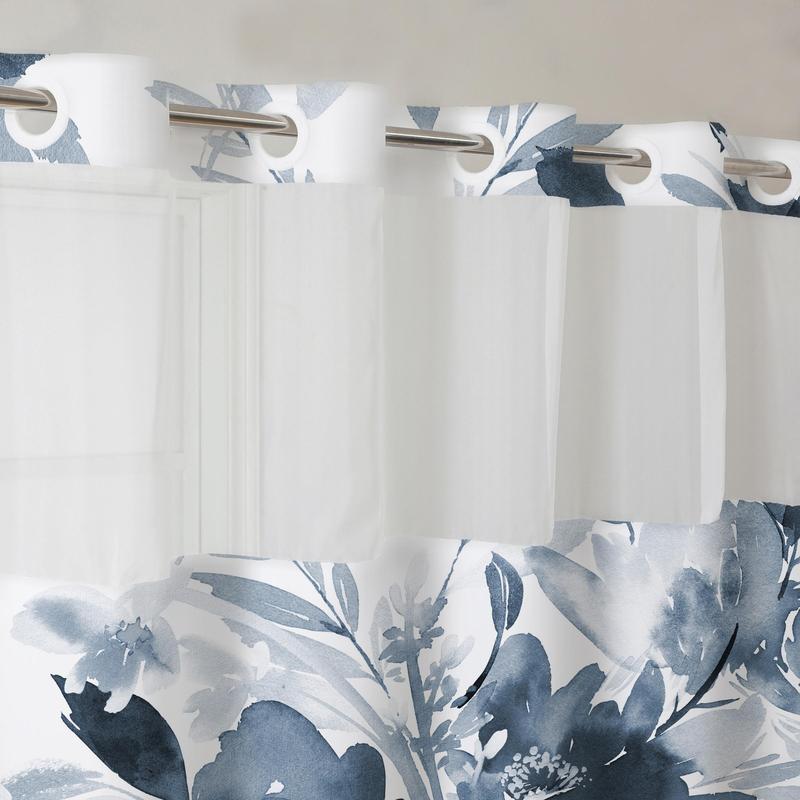 Floral Printed Shower Curtain, 1 Count Waterproof Shower Curtain with Removable Liner, Bathroom Decor Supplies for Home Hotel Salon Dormitory, Bathroom Decoration Accessories