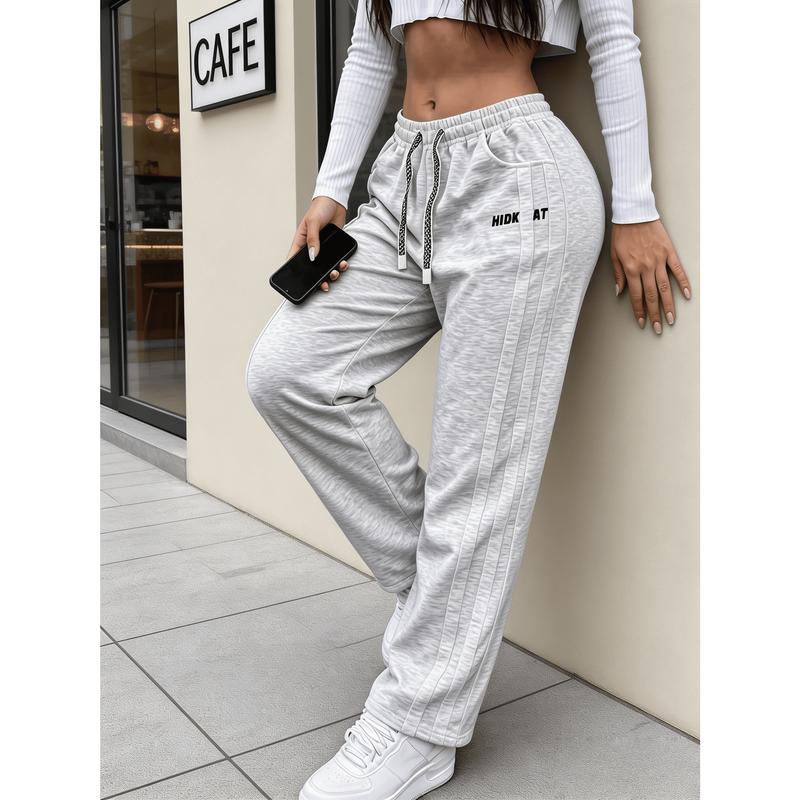 Ladies' Casual and Fashionable Sports Jogging Pants, Lightweight Women's Wide Leg Outdoor Bottoms, Suitable for Travel, Vacation, Commuting, Jogging, Light Exercise, Sports Wear