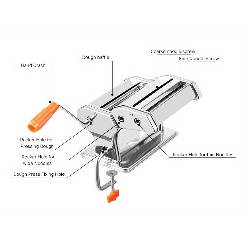 1pc Pasta Maker Machine - Adjustable Thickness (9 Settings) with Rollers and Cutterfor Pasta, for Making Spaghetti, Fettuccine, Lasagna - Ideal Gift for Food Lovers, Silvery Pasta Machine.