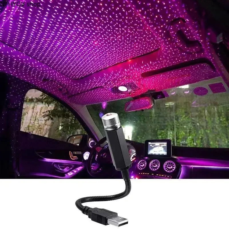 Adjustable USB-Powered Galaxy Star Night Projector Lamp, Mini LED Star Roof Projection Light For Car Interior, Multipurpose Decor Atmosphere Lamp Perfect For Auto Ambient Lighting, Bedroom Night Styling And Daily Car Star Light Matching