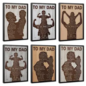 Heartfelt "To My Dad" Canvas Wall Art - Meaningful Silhouette Quote Poster Gift for Father from Son/Daughter, Framed Rustic Decor for Father's Day & Birthday