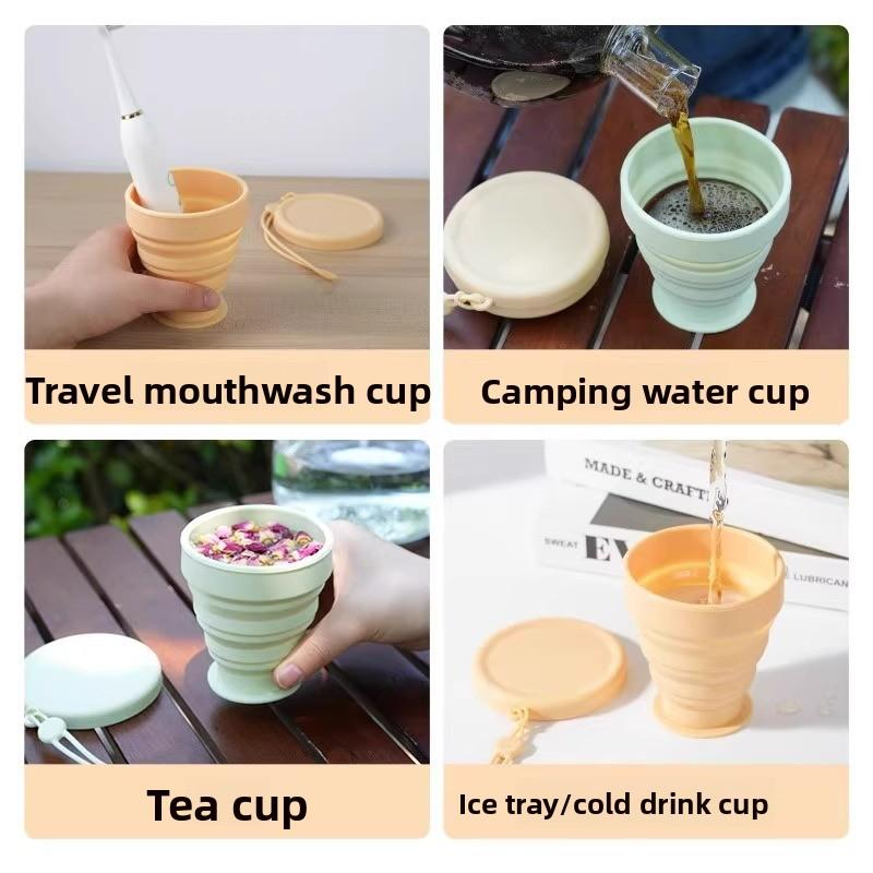 Outdoor portable folding water cup travel mouthwash cup silicone outdoor retractable travel travel portable compressed cup