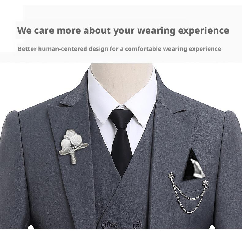 Cross-border New Three-piece Groom Suit Banquet Men's Suit Wedding Dress Amazon Foreign Trade Groomsmen Suit