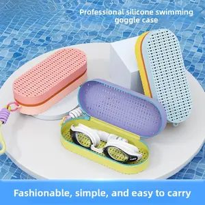 Soft Silicone Swim Goggle Storage Box, Shockproof Breathable Anti-Scratch Protective Case, Portable Professional Diving Eyewear Box For Men Women Kids Swimming Surfing
