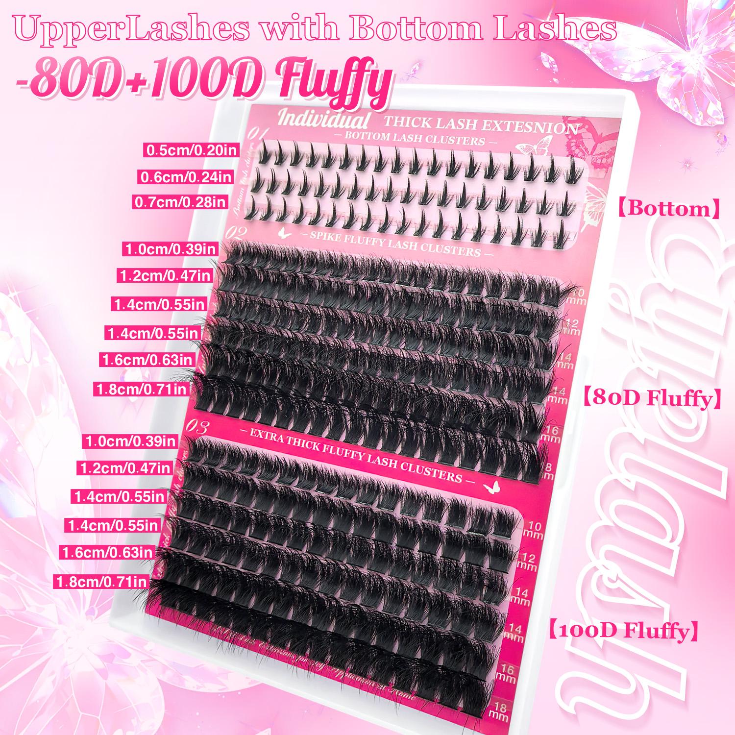 Eyelash Extension Kit (1 Set), DIY Lash Kit Including Individual False Eyelashes, Eyelash Glue, Tweezers, Remover, Professional Eye Makeup Tool for Women, Cosmetic, Eyelash Cluster Kit, Eyelash Fixer