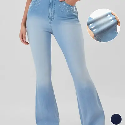 Flare Jeans with Diamonds in The Back TikTok Shop