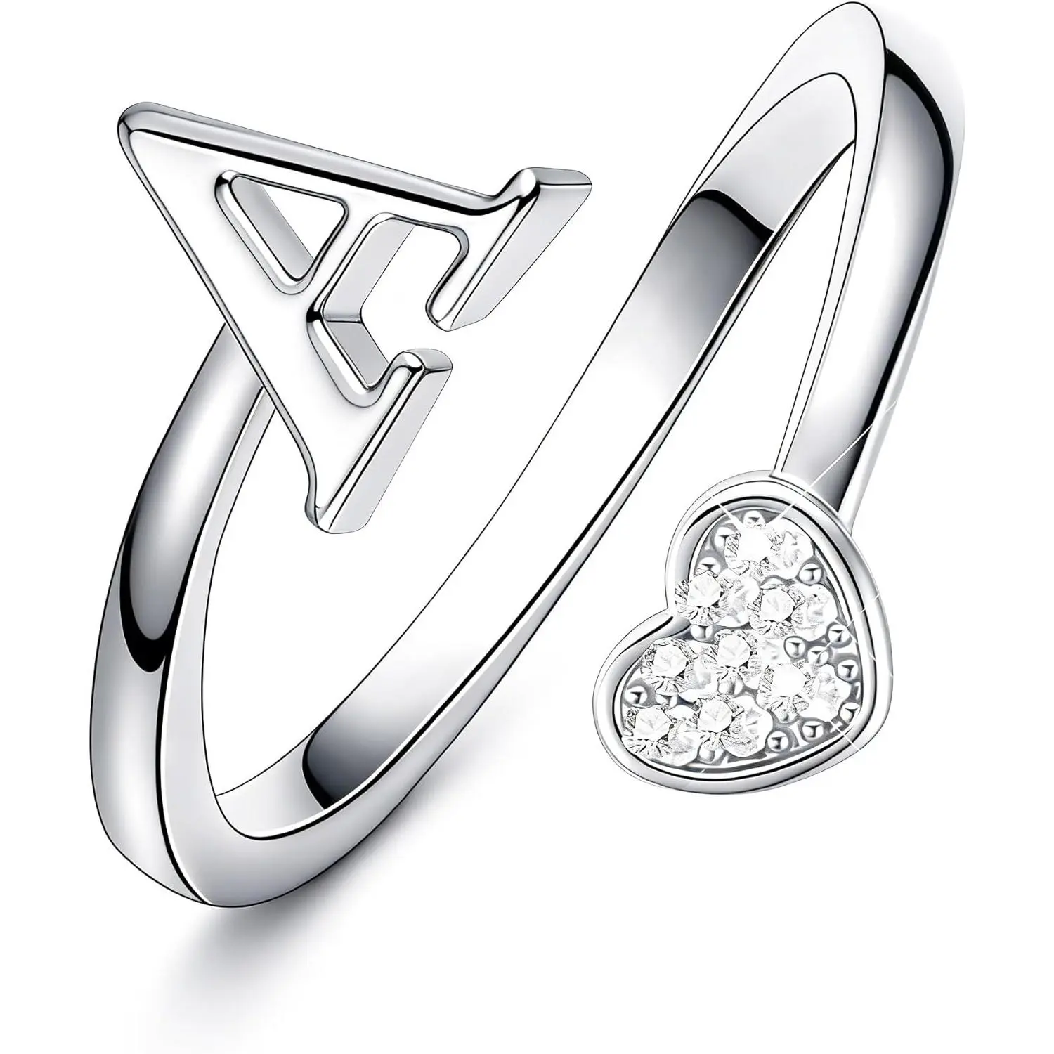 Graduation Gifts Rings for Teen Girls - 14K Gold Plated Adjustable Initial Rings for Women Non Tarnish Heart Silver Pinky Letter Ring Teenage Kids Cute Jewelry Mother Birthday Gifts