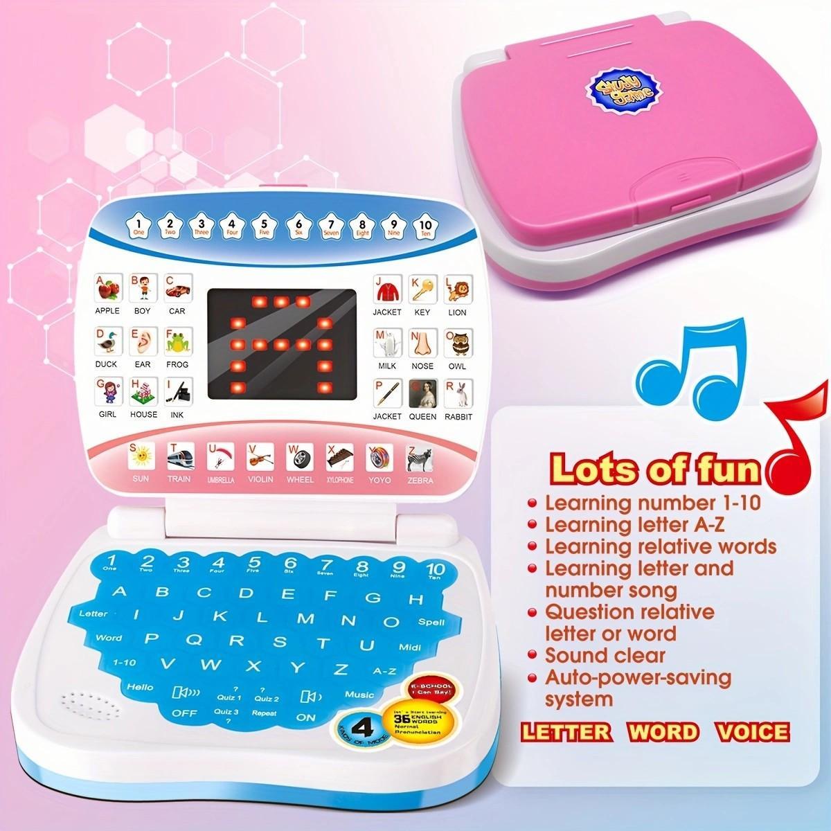Electronic Learning Toy, 1 Box Mini Learning Computer Toy, Portable Learning Toy with Letters Numbers Music Functions, Ideal for 3 Years and Up