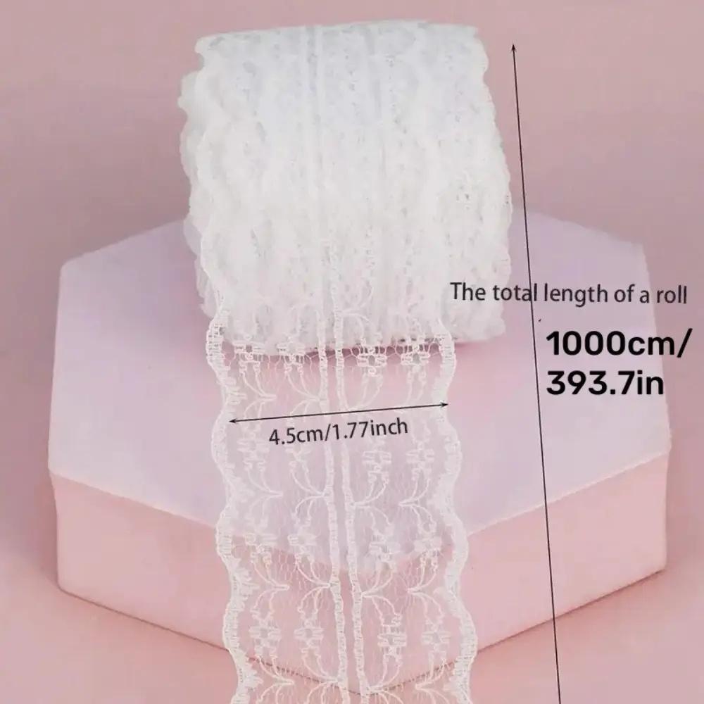 10M Lace Trim Ribbon, 1 Count Simple Flower Pattern Lace Trim, Decorative Lace Trim for Sewing Party Wedding, DIY Crafts, Embroidered Lace Trim