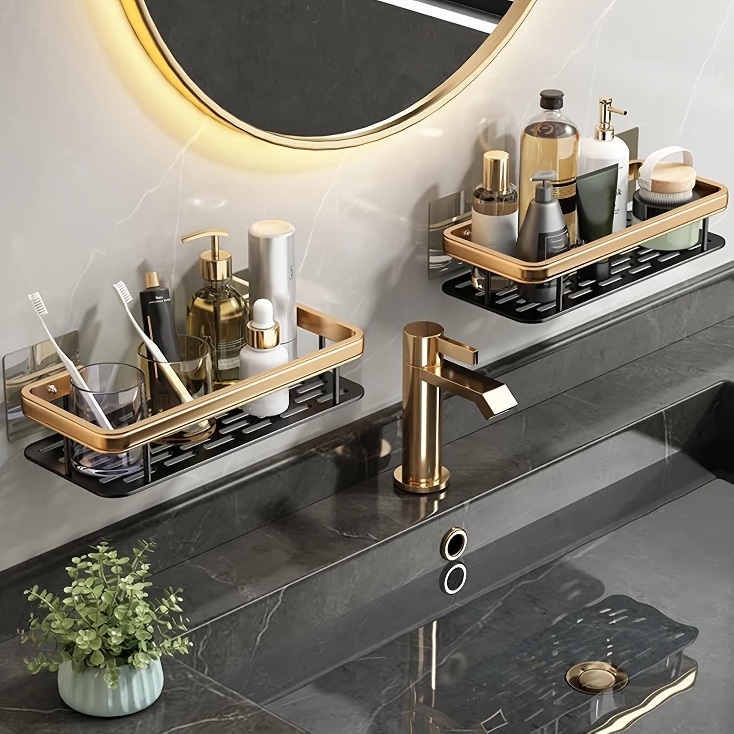 No-Drill Bathroom Shelves, Shower Shelves for Shampoo, Cosmetics and Soap, Space-Saving Bathroom Shower Organizer, Easy-to-Install Utility Shelves