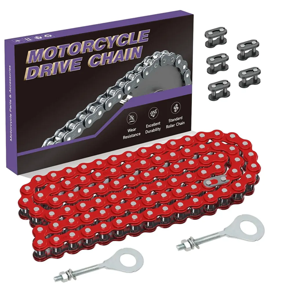 HIAORS Heavy-Duty 420 Steel Links Replacement Rear Drive Chain (90 Links) with Chain Adjuster, Automotive & Motorcycle Parts for Coleman CT200U BT200X CT200U-EX, Baja Warrior MB165, Massimo TrailMaster MB200, Predator 212cc 196cc Minibikes & Go-Karts