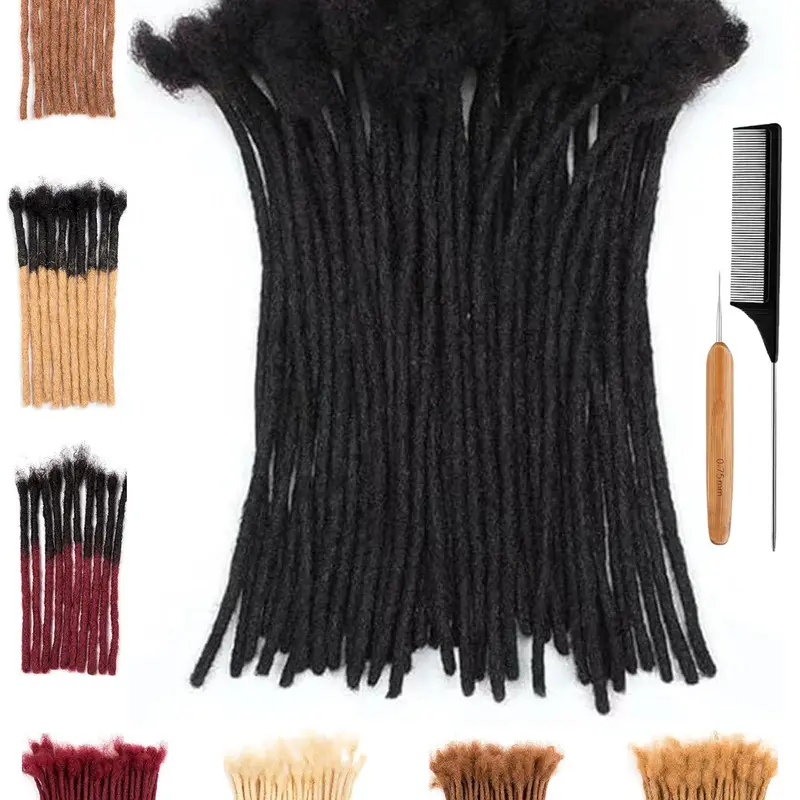 0.6cm Thickness Loc Extensions Human Hair Dreadlock Extensions Real Human Hair For Women Men Kids 100% Full Handmade Permanent Locs Extensions Dreads Extensions Can Be Dyed And Bleached Dreadlocks Extensions