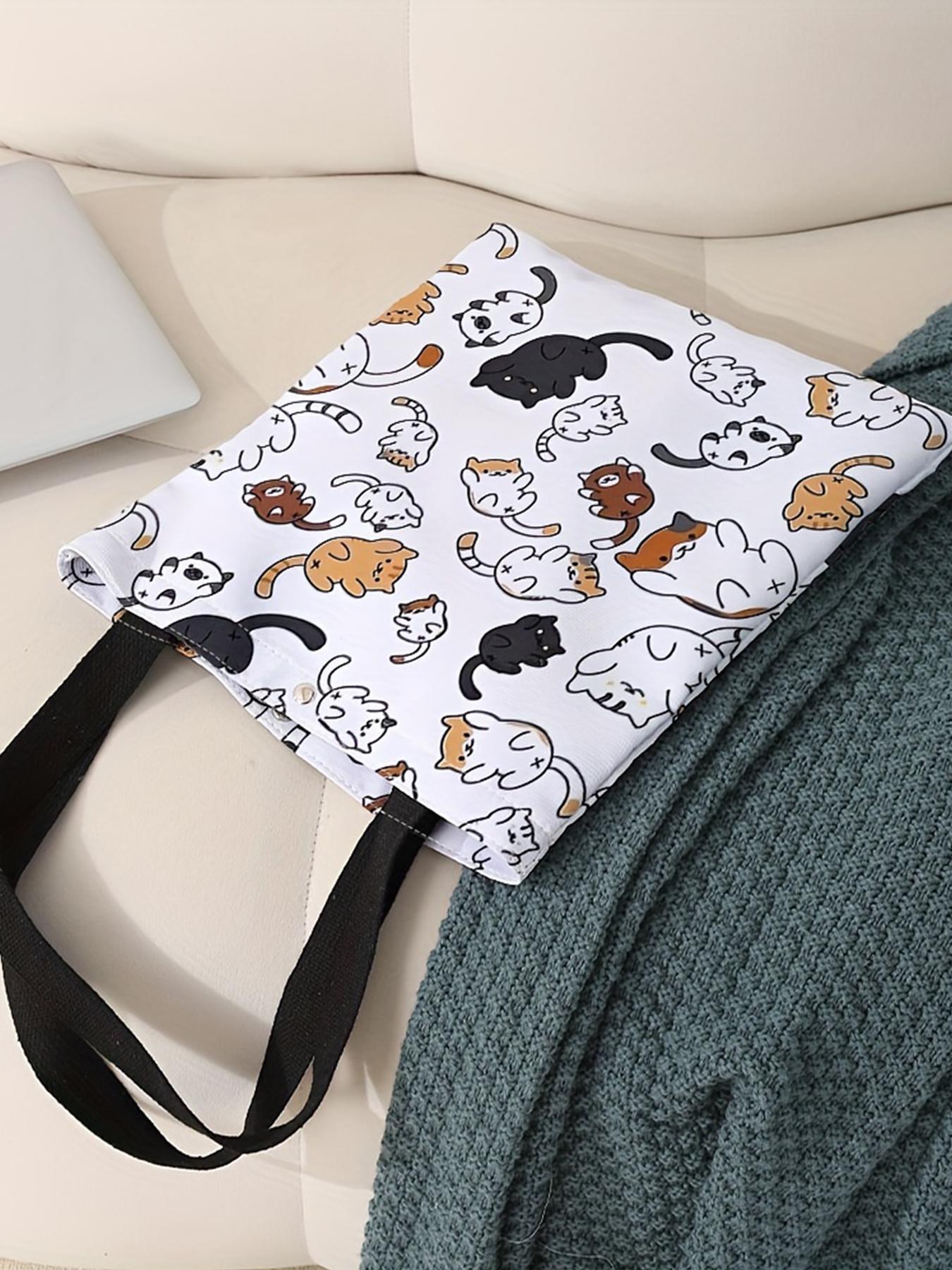 Cute Cartoon Cat Pattern Tote Bag, Fashion Tote Bag, Casual Versatile Storage Bag for Women & Girls, Trendy All-match Bag for Daily Shopping Office and Various Occasions, Fashionable Patterned Bag, Cute Tote Bags