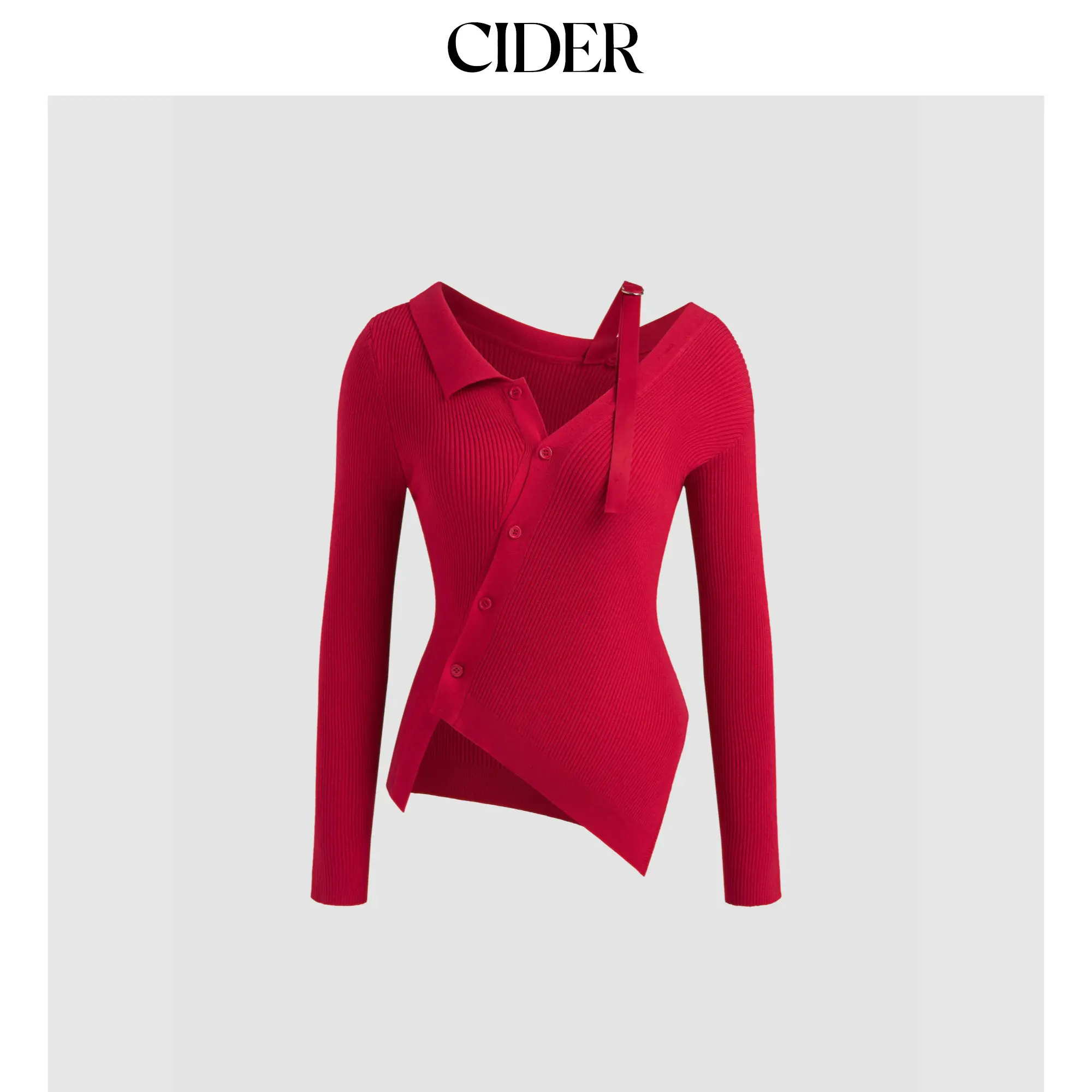 Cider [size 2-10] Asymmetrical Neck Button Knitted Long Sleeve Top SummerWins SummerFinds