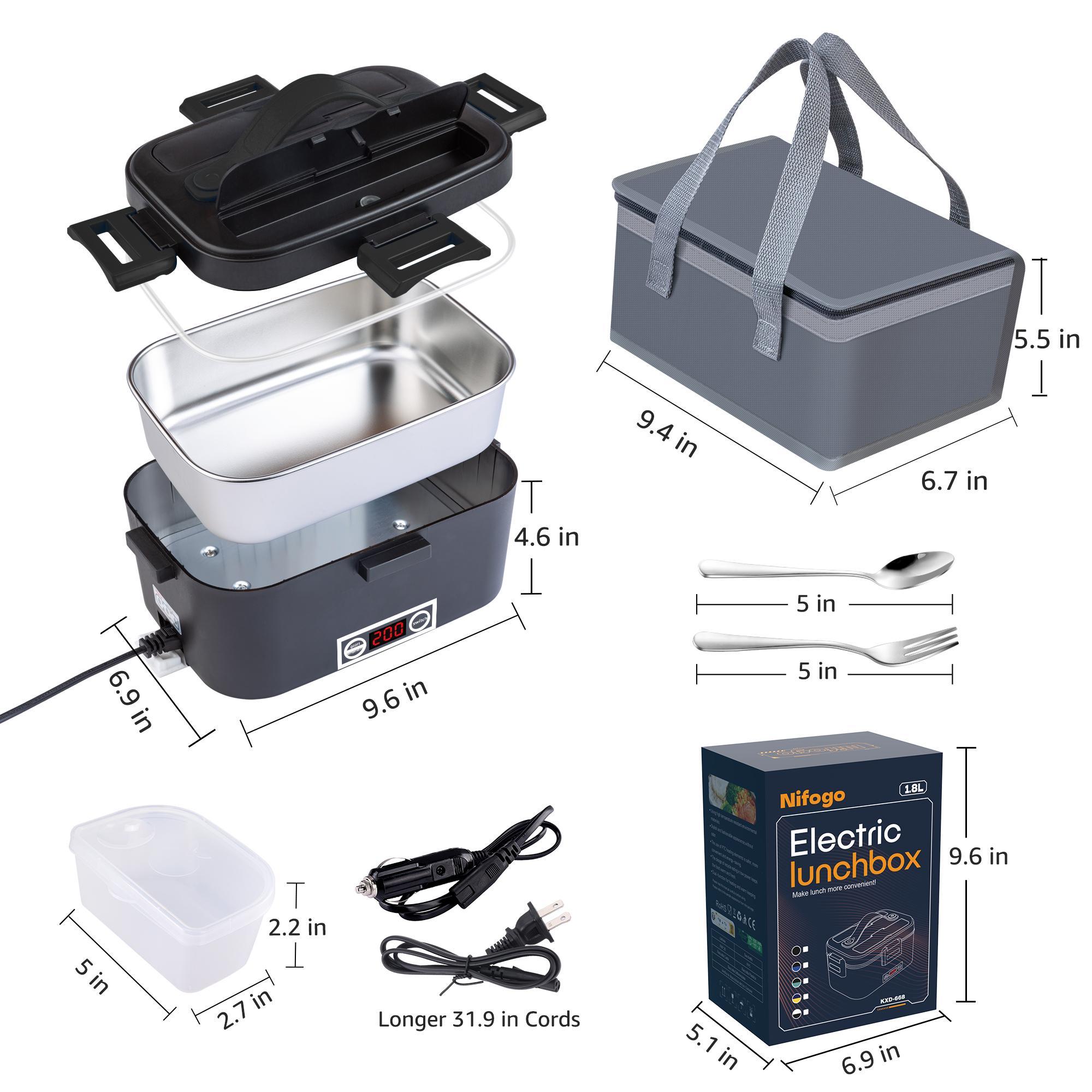 Nifogo Electric Lunch Box, 100W Food Heater 1,8L for Adults Portable Food Heater with Tableware and Lunch Bag, Car & Home Portable Electronic Food Heater for Home Office Travel Nifogo Electric Lunch Box, 100W Food Heater 1,8L for Adults Portable Food Heater with Tableware and Lunch Bag, Car & Home Portable Electronic Food Heater for Home Office Travel