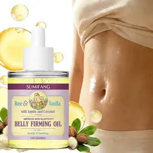 SUMFANG Rose & Vanilla Abdominal Firming Oil 100ml – Jojoba Oil + Coconut Oil – Improves skin elasticity and firms the abdomen – Suitable for postpartum and pregnant women – Suitable for all skin types