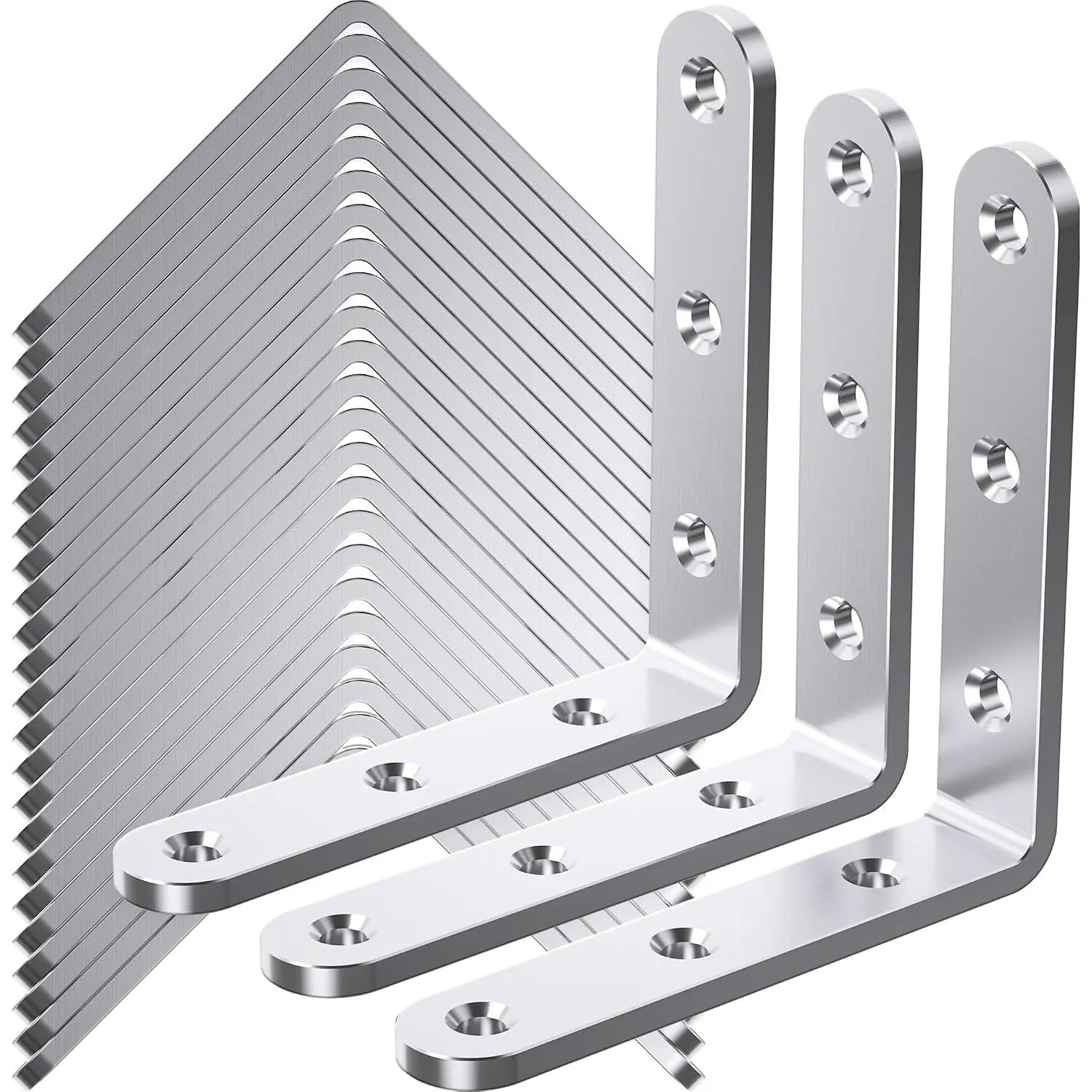 25 stainless steel corner brackets 4"x 4" heavy-duty corner brackets |   3mm thick L-shaped bracket for wood, 4inch stainless steel corner brace, 90-degree metal connector, suitable for shelves, wooden furniture, cabinets