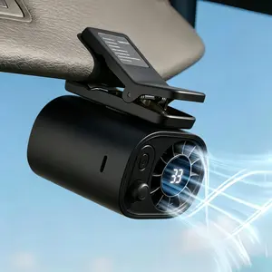 USB Car Fan for Cooling — Clip-On, 100-Speed USB Rechargeable, 360° Rotation, USB-C LED Display, Portable Car AC Fan (Dashboard-Friendly) (Up to 4.5H, Battery Included)