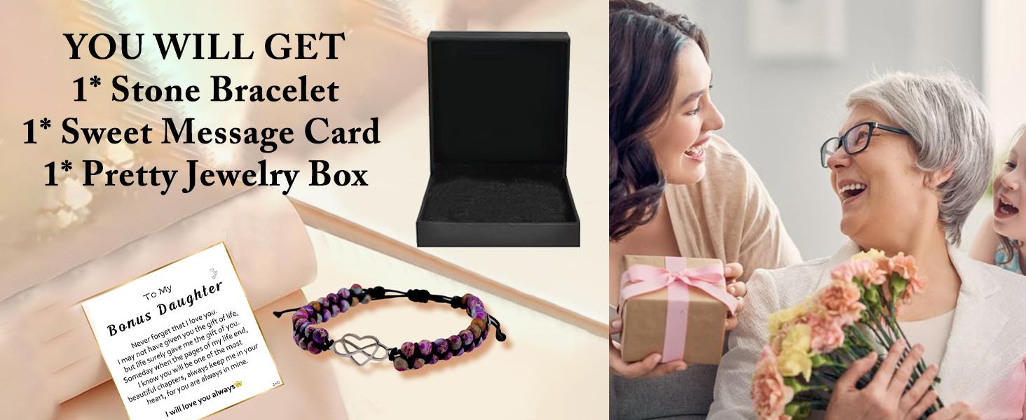 To My Granddaughter/Daughter/Mom-Infinity Forever Love Heart Bracelet,Adjustable Natural Emperor Stone Beaded Bracelet for Women