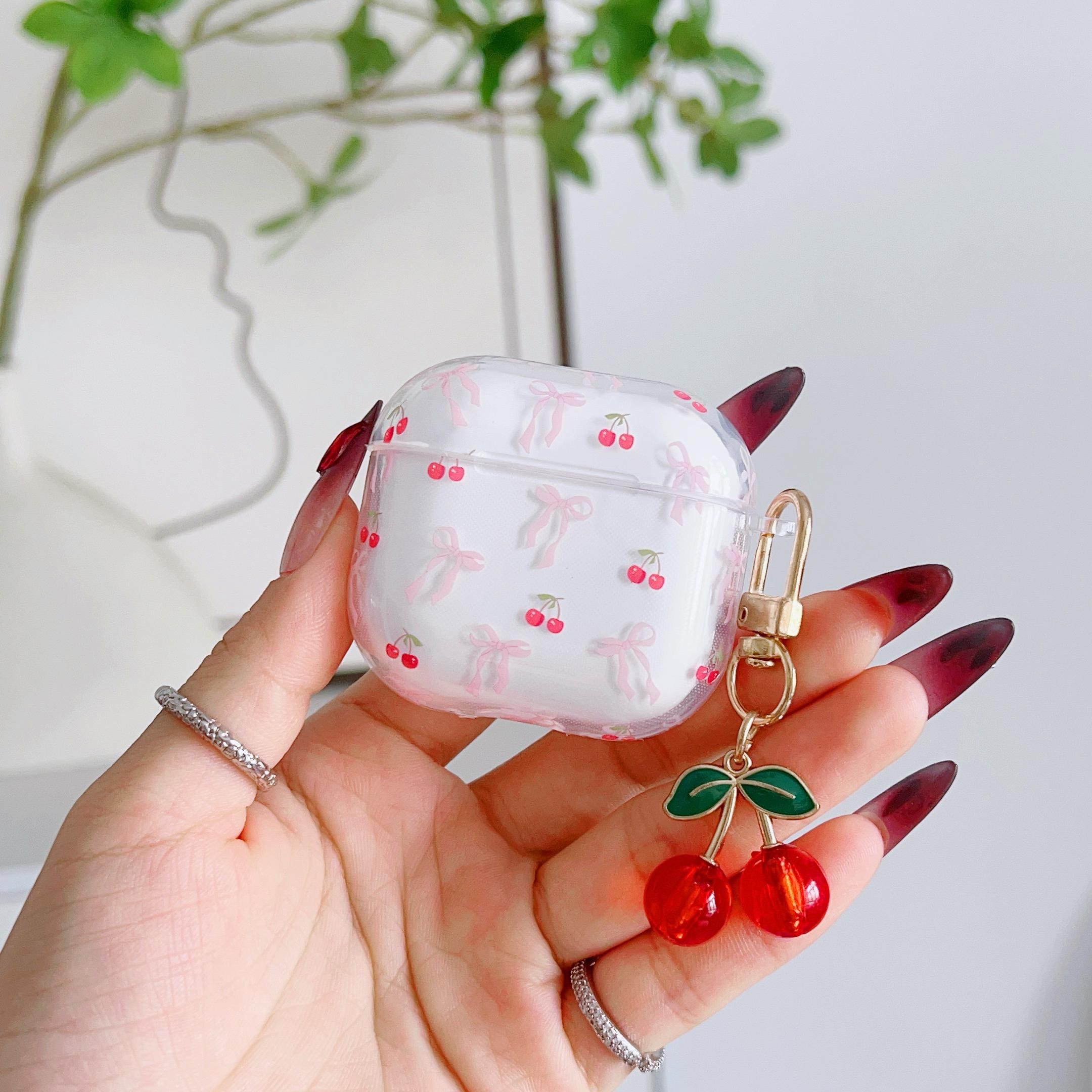 Cherry Pattern Earphone Case, Protective Cover Compatible With AirPods Series Models, Stylish Durable Shell For Wireless Bluetooth Charging Box And Daily Carrying