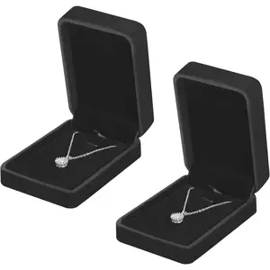2 Pieces Classic Velvet Necklace Pendant Box for Jewelry Gift, Small Jewellry Storage Display Case for Wedding Engagement Birthday AnniversaryGift.