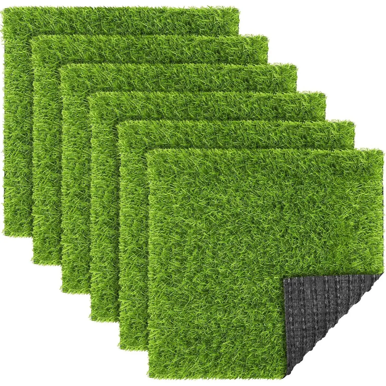 6 Packs Artificial Grass Square Mat 12 x 12 Inch Fake Grass Turf Patch with Drainage Hole Synthetic Garden Grass Tiles Realistic Grass Rug for DIY Indoor Outdoor