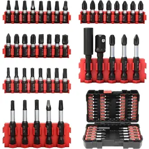 42-Piece Impact Screwdriver Bits Set with Phillips, Magnetic S2 Steel Phillips/Slotted/Square/Torx Insert Power Bits Tips, Impact Bit Holder with Black Storage Box Case