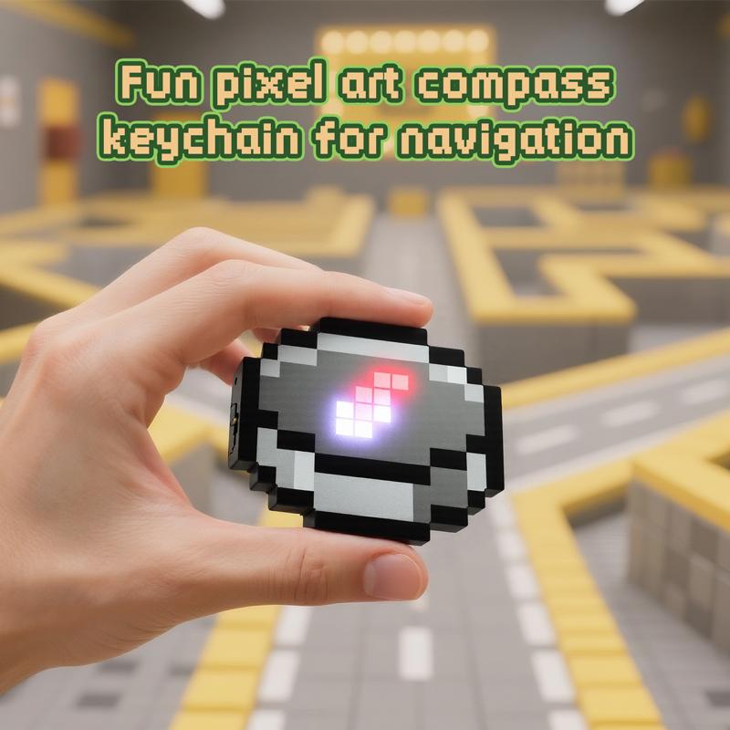 MC Compass Pixel Style Peripheral design Toy Trinket  Movable Compass Keychain Pendant Real-world Use Toys Fans Peripheral Gifts