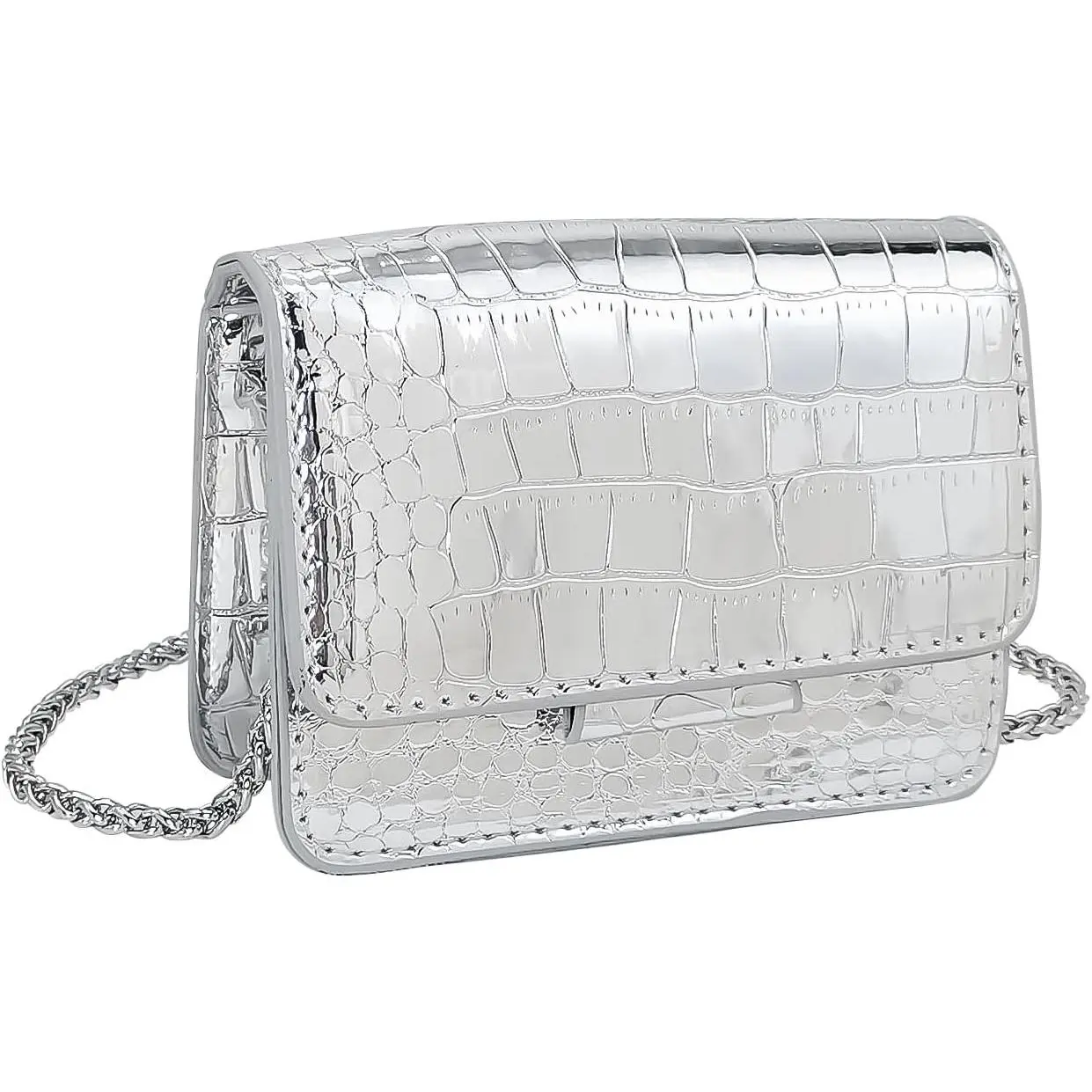 Metallic Mini Crossbody Purse for Women, Trendy Evening Clutch Bag with Removable Chain Strap, Not for  Phones