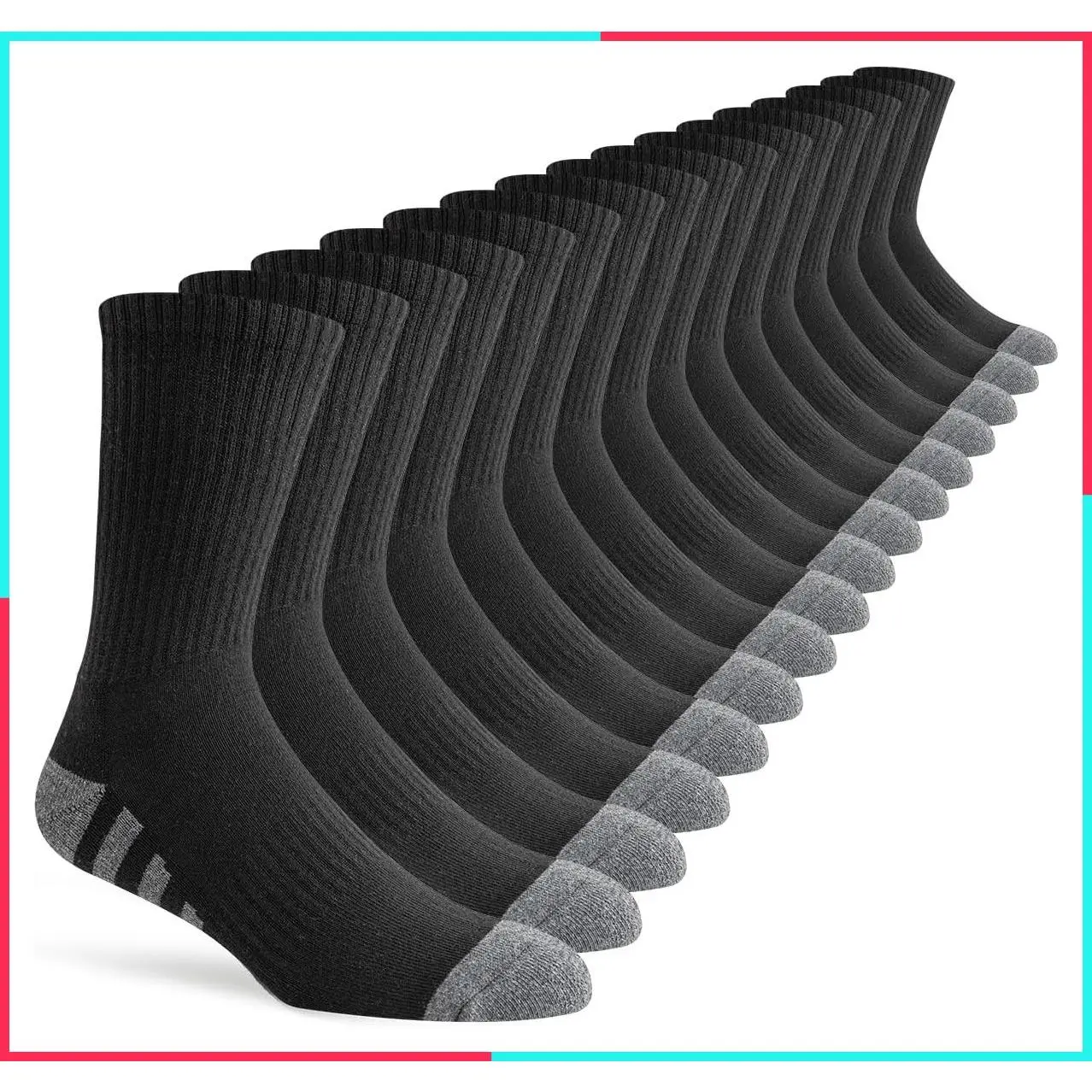 8 Pairs Men's Crew Cushioned Work Socks, Long Athletic Running & Workout Breathable Socks