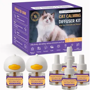 Cat Calming Pheromone Diffuser Kit 2 Plug-Ins & 4 Refills (48ml) Cat Anxiety & Stress Relief Multi Cat Calming Diffuser Reduces Fighting Spraying Scratching Aggression Drug-Free for All Cats
