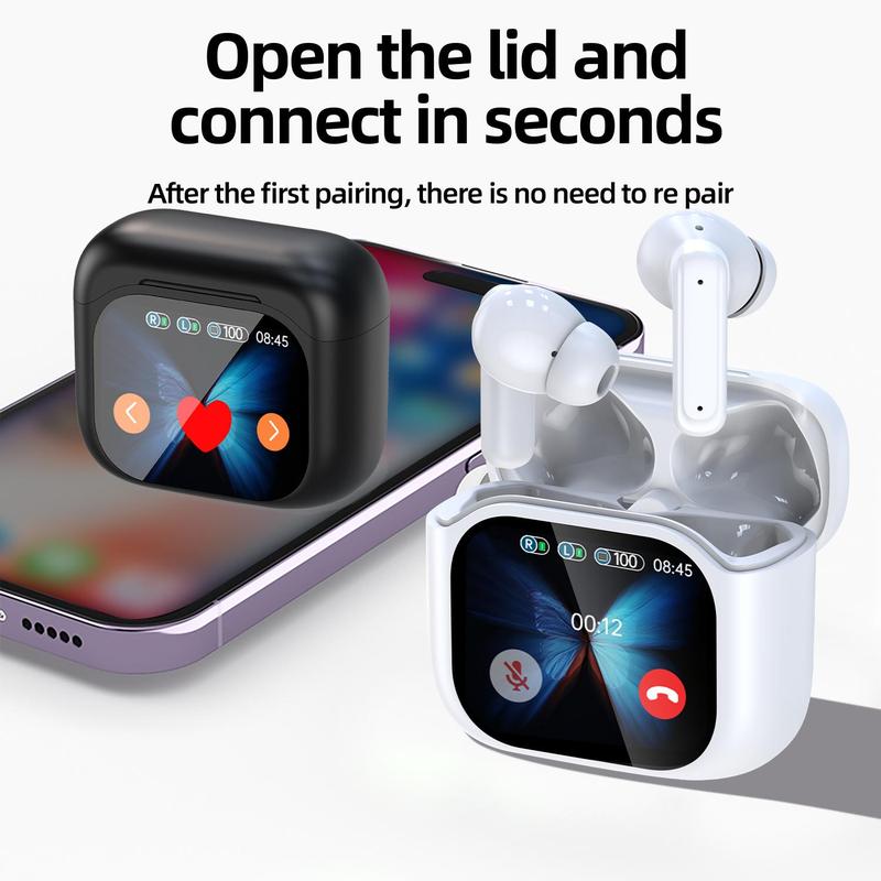 HITOZON Wireless Earphone, In-ear Design Earbuds with Touch Screen Charging Case, Stereo Wireless Earbuds with Noise Reduction for Smartphone, Computer, Laptop #TOP PICKS