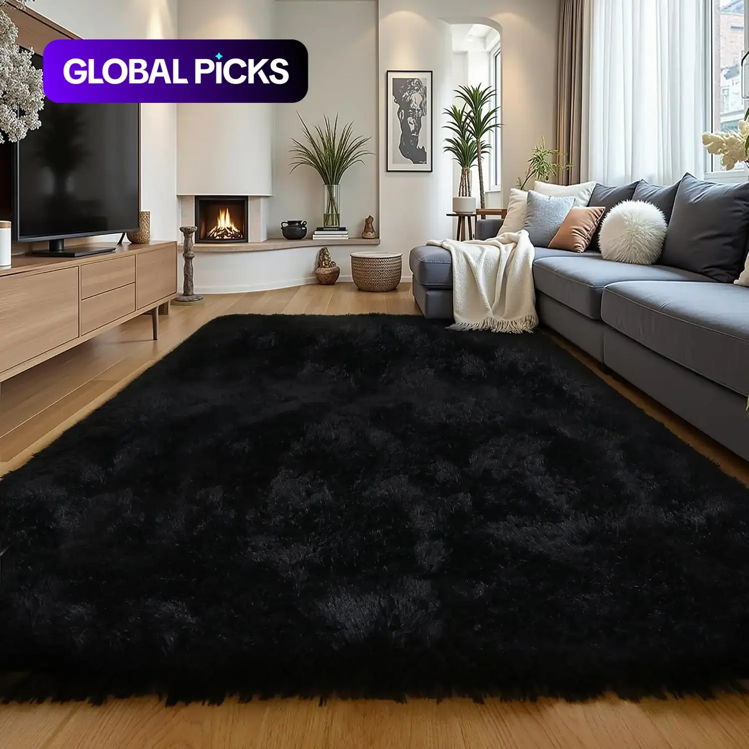 Solid Color Faux Fur Rug, 1 Count Soft Plush Rug, Decorative Carpet for Home Living Room Bedroom, Room Decor, Home Decor #GLOBAL PICKS