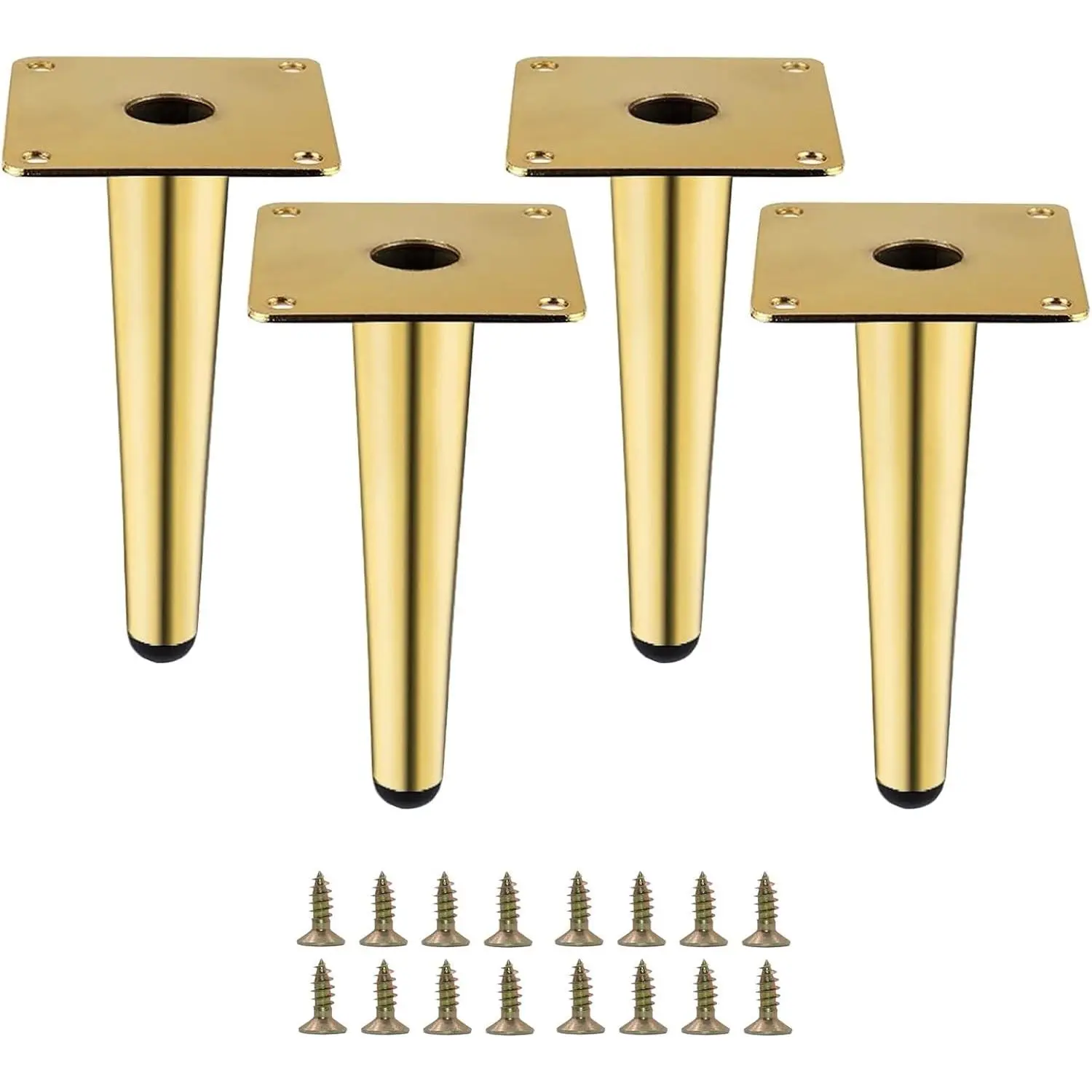 6 Inch Gold Straight-Shape Heavy-Duty Metal Furniture Legs, 4-Piece Replacement Set for Couch, Cabinet, Dresser