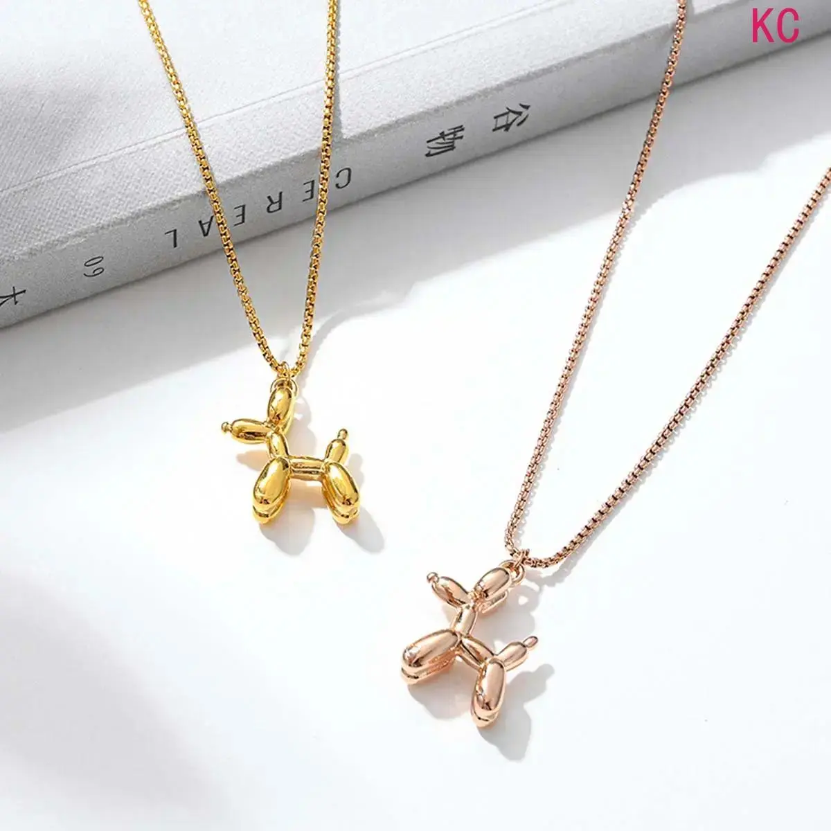Glossy Balloon Puppy Pendant Necklace, Adjustable Metal Plated Jewelry In Gold Silver Rose Gold Tones, Unisex Fashion Accessory For Daily Outfit Matching