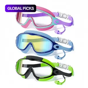 3-piece swimming goggles set, children's goggles with earplugs and nose clip, large-frame anti-fog/UV-protection wide-view swimming goggles, suitable for boys and girls aged 4-12, Swim Glasses, Water Goggles, Kid Swim Goggles #GLOBAL PICKS