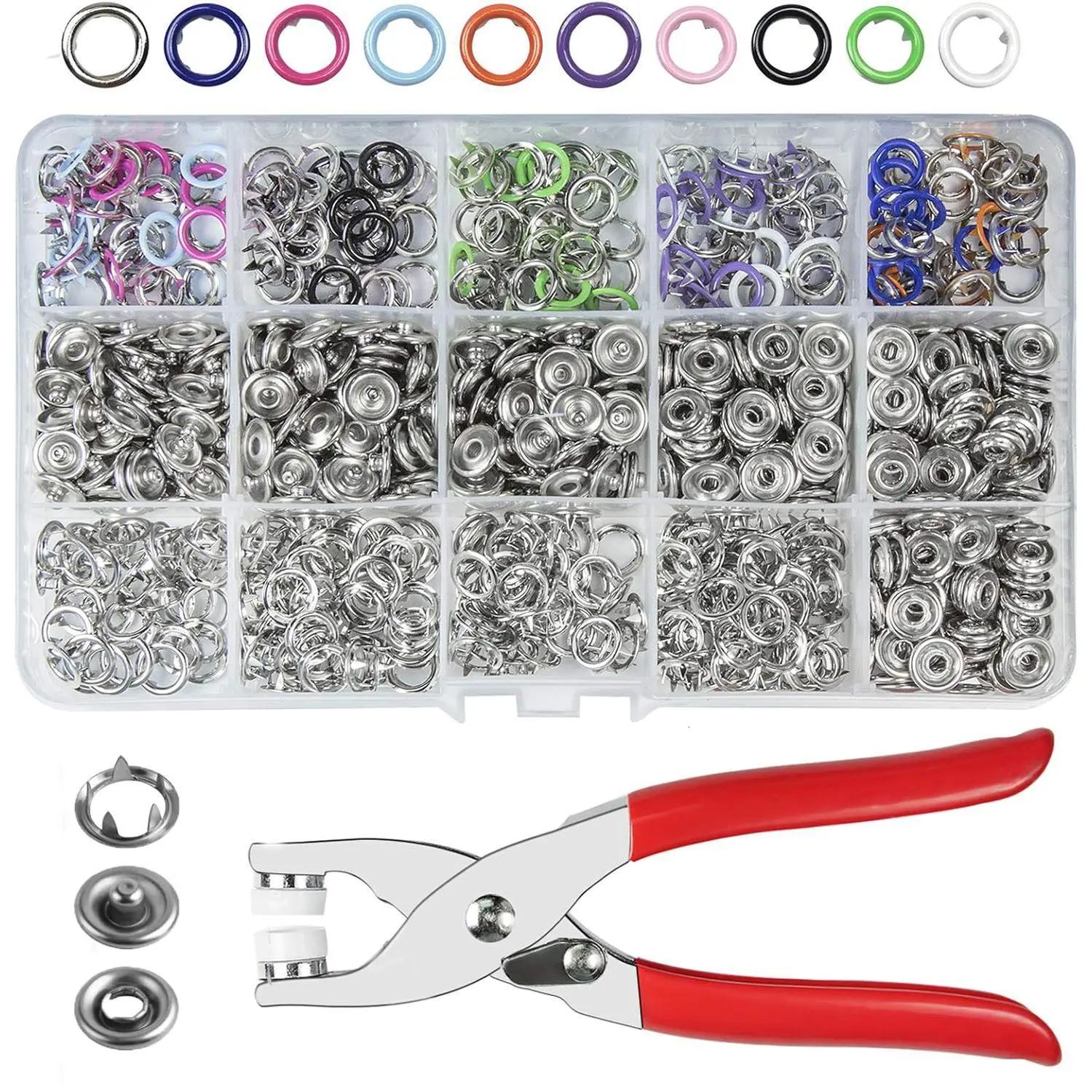 202Pcs Metal Snap Fastener Kit with Pliers Press Tool, Easy-to-Use Sewing Tools for Clothes, Hats, DIY Sewing & Crafts Supplies