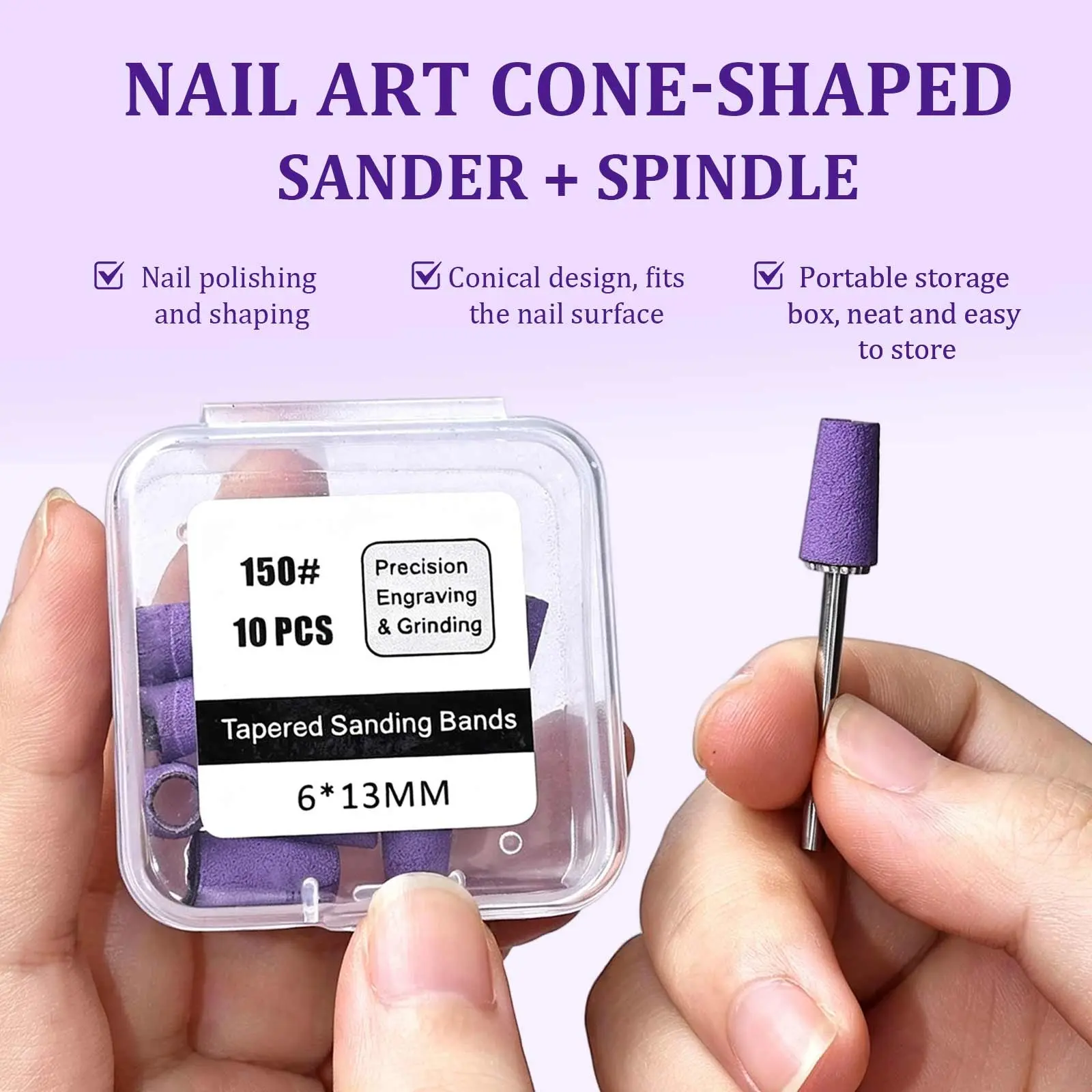 10PCS Tapered Tungsten Carbide Sanding Bands with Mandrel Bit, 150/240 Grit,Perfect for Precise Cuticle Trimming And Gel Polish Removal Nail Sanding Manicure Bits