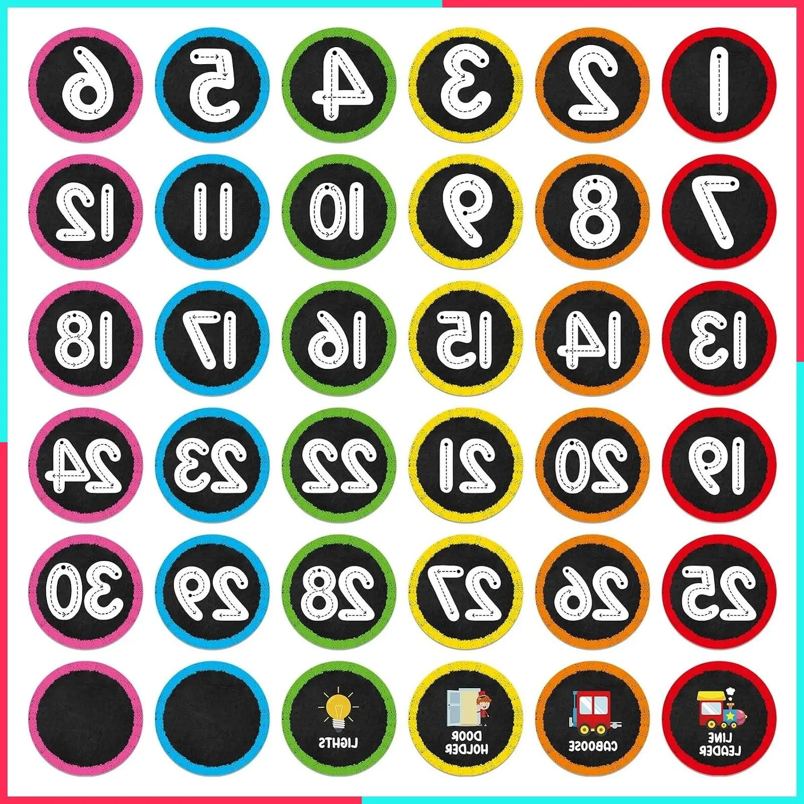 Line Up Spots for Classroom Floor Number Stickers Vinyl Decals 36 Pcs