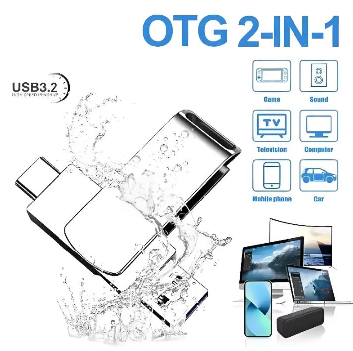 16TB Flash Drive USB 3.2 High Speed Metal U Disk Type-C Memory Stick Waterproof Storage PC Phone Data Transfer New 2026