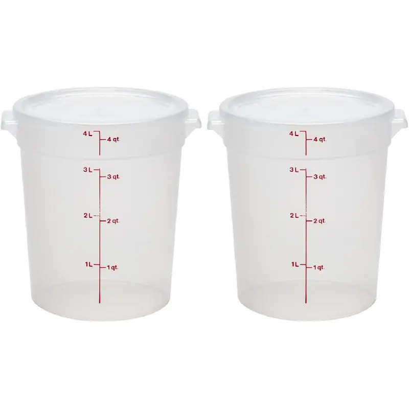 Food Storage Containers with Lids (BPA-Free) - 4 Quart - Food Grade Buckets with Lids (2 Pack) - For Dough Proofing and Brining (Translucent)