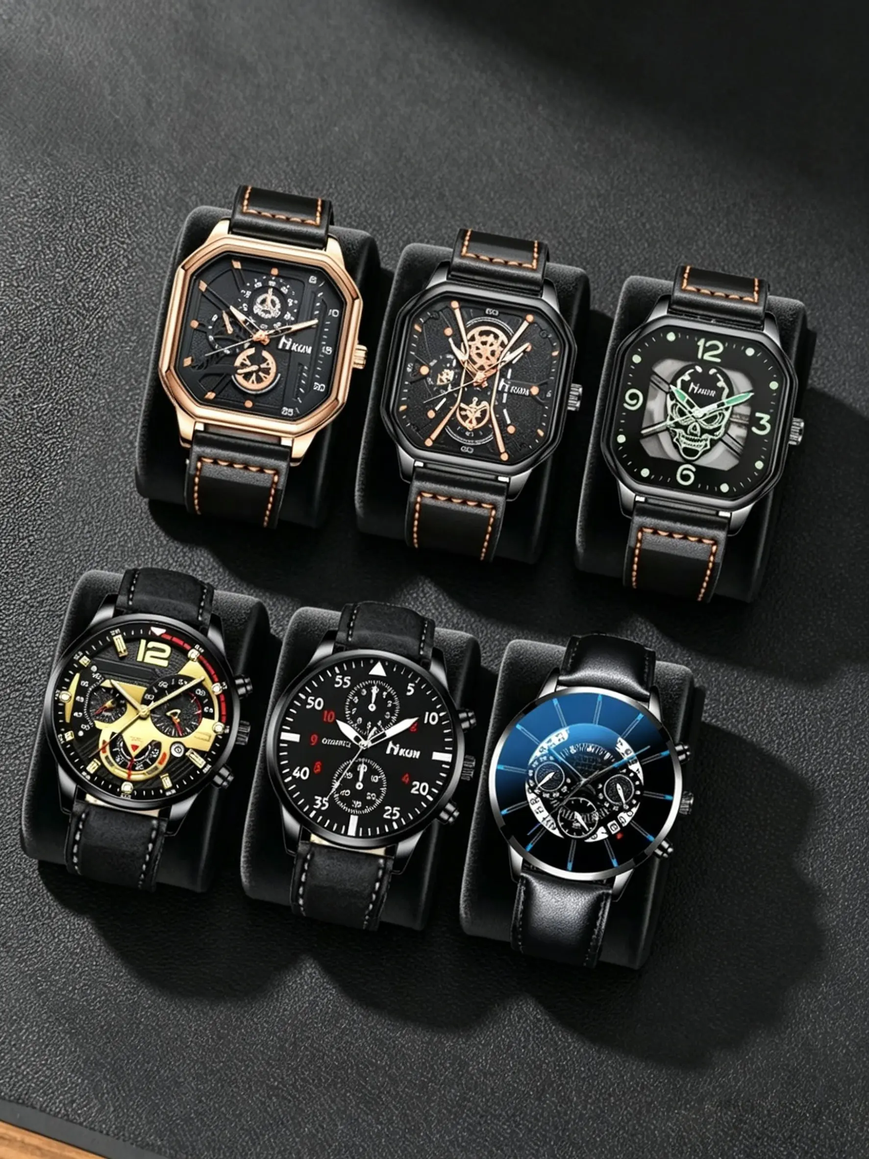 6pcs Men's Fashion Quartz Watch Set, Stylish Sporty Luxury Analog Watches, Perfect Gift for Valentine's Day, Back-To-School, Thanksgiving