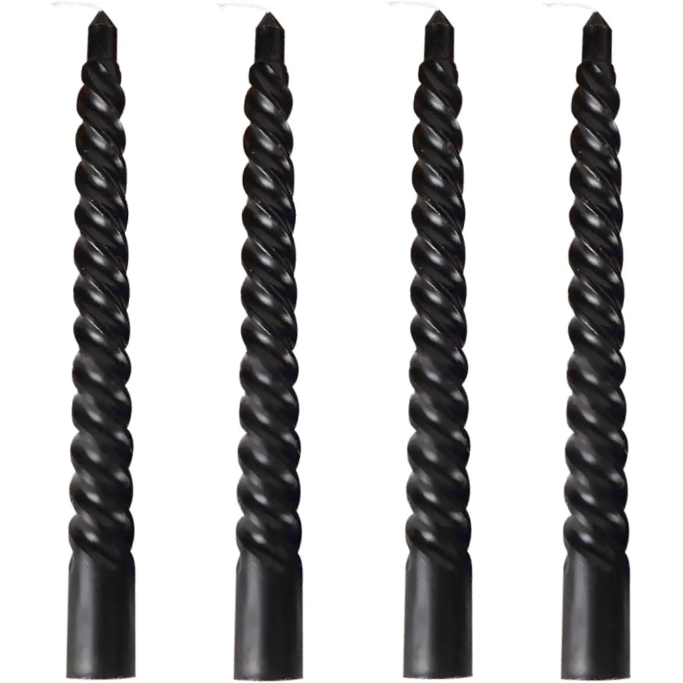 Taper Spiral Black Candles,8 inch-Set of 4 Tapered Candles, Tall Candlesticks, Long Candl Sticks,  Dinner, Party, Wedding, Halloween (4, Black, 8 inch)