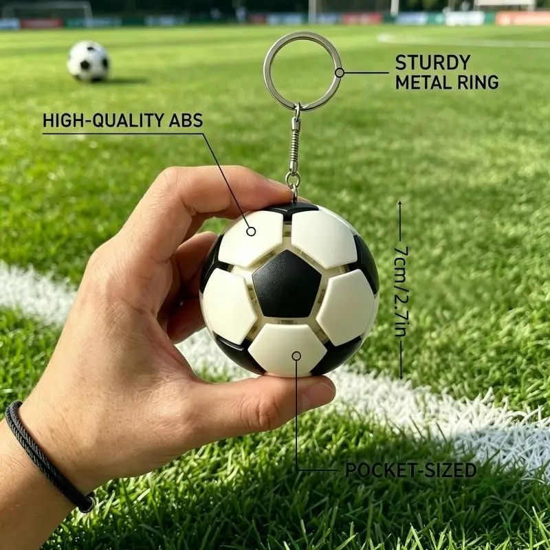 2026 New Version Soccer Keychain With LED Light Mechanical Clicker Fidget Toy | Stress Relief Bag Charm | Satisfying ASMR Sound Football Keyring | Soccer Fans Gift