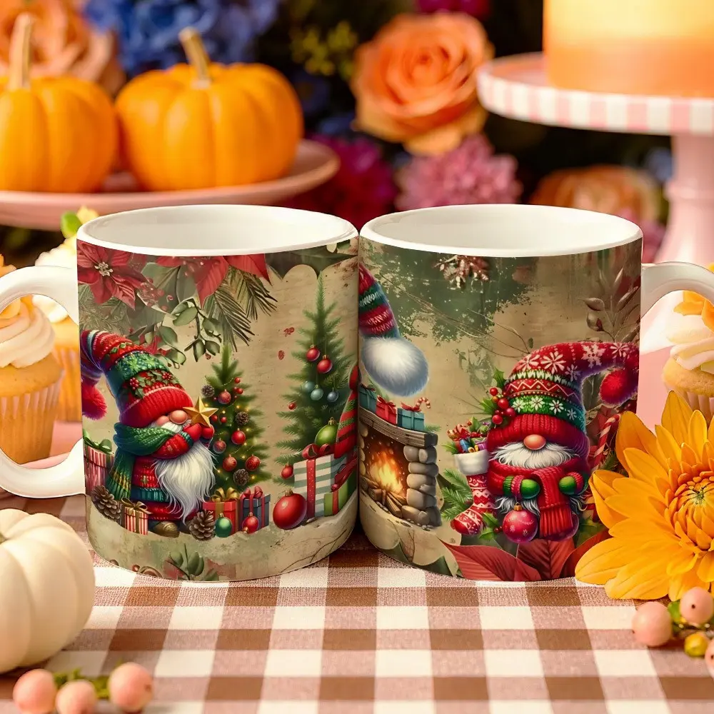 1pc, Festive Gnome Design Coffee Mug, Ideal for Holiday Gifting to Family, Friends, And Coworkers, Perfect for Use at Christmas Gatherings Or in The Home Office